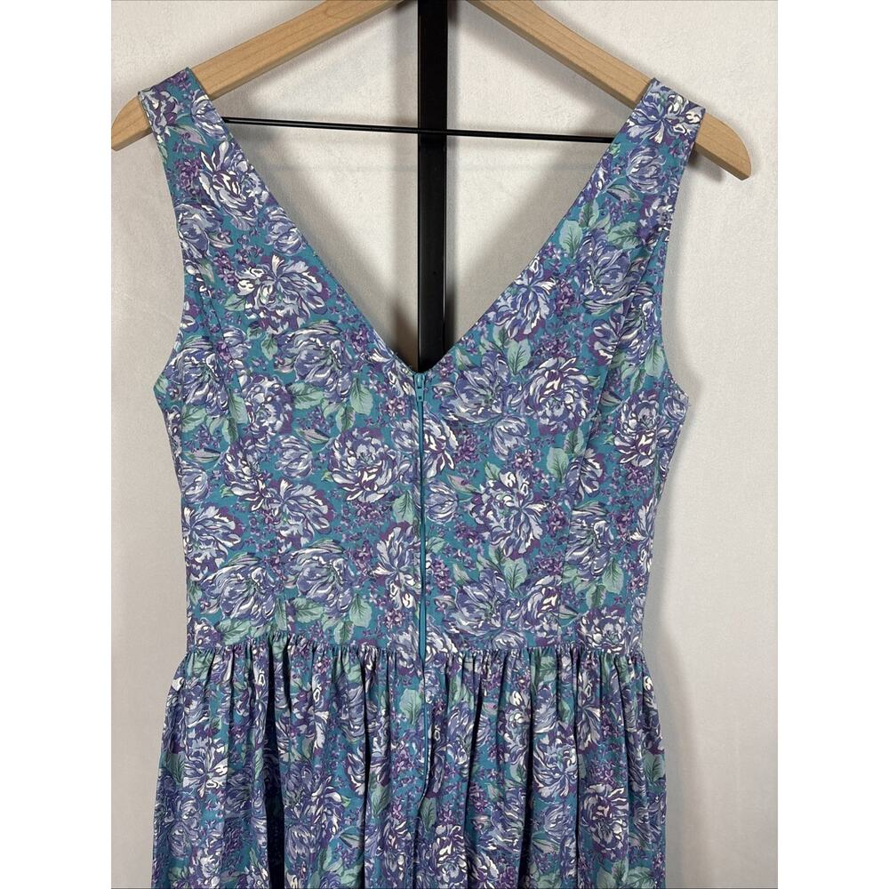 Laura Ashley Vintage Cotton Floral Dress Womens US 10 Colorful 80s Cottagecore - Picture 6 of 10